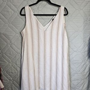 Alex Marie White and Tan Striped Tunic